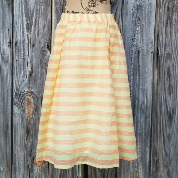 Striped Skirt Lane Bryant Plus Size 22 / 24 Yellow Orange A Line Pleated NWT - Picture 1 of 10